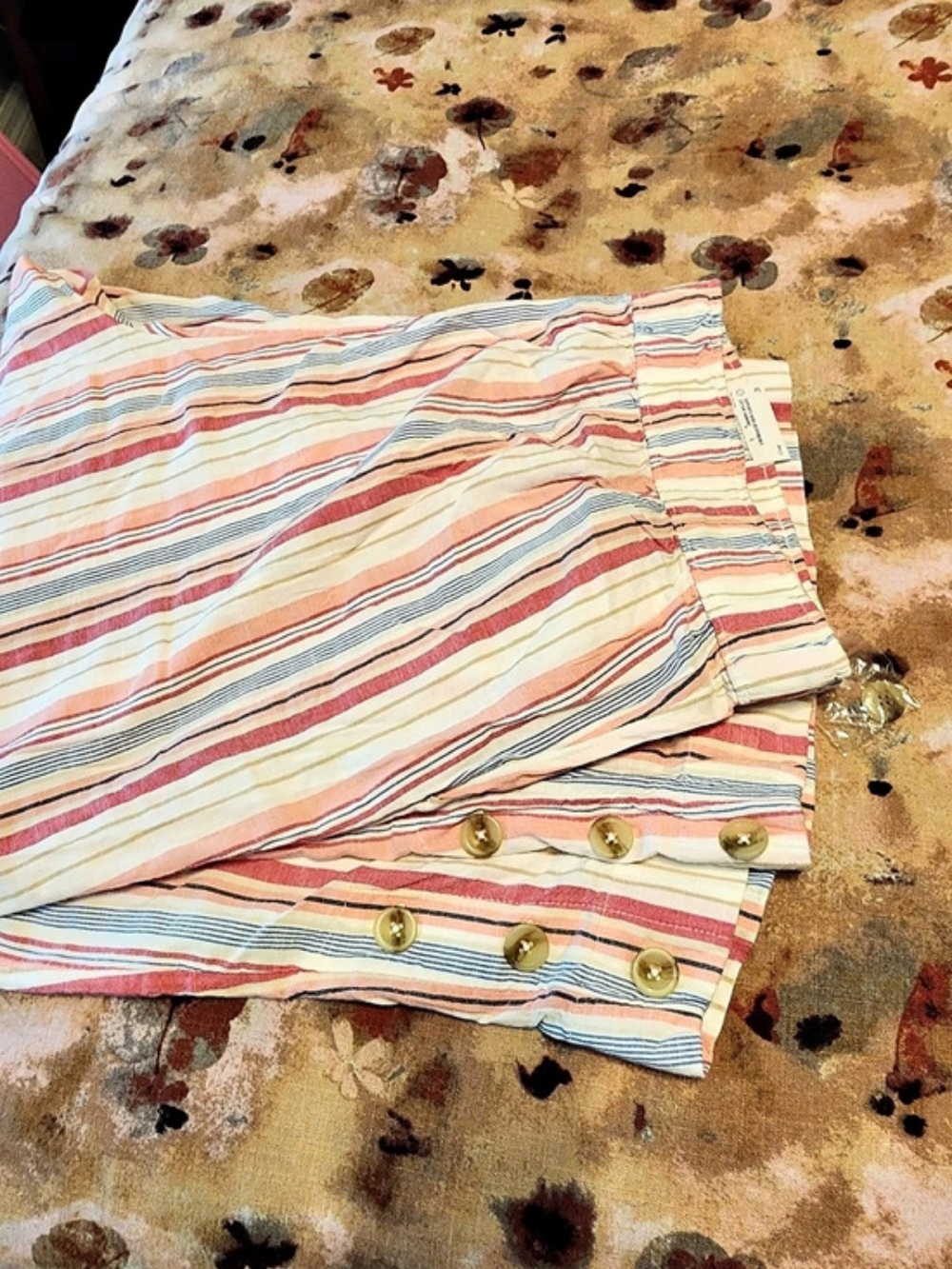 Croft & Barrow Striped Crop Pants Shorts Pink & Blue Size 2X